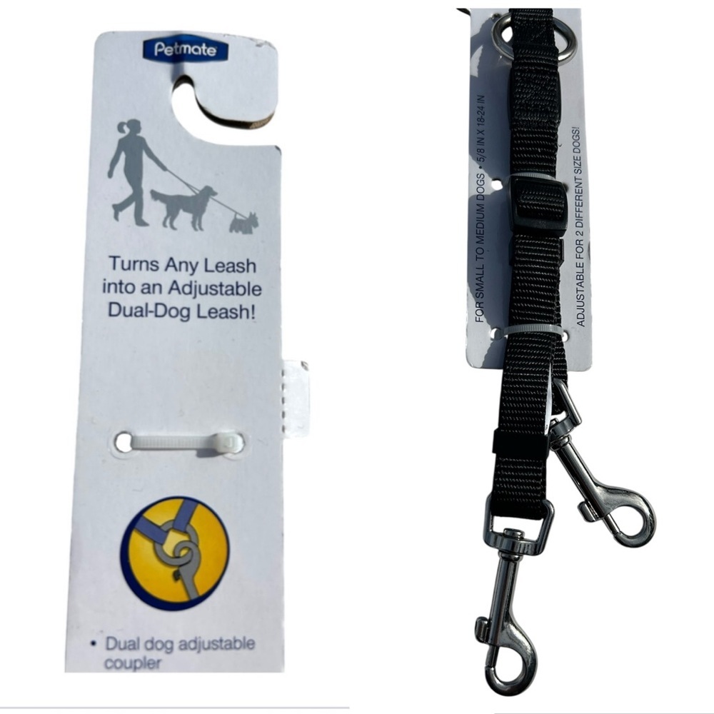 Dual dog coupler leash adjustable extension